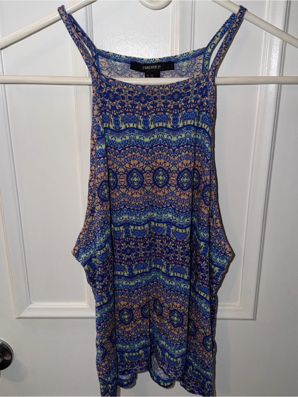 Forever 21 Blue & Peach Patterned Sleeveless Camisole